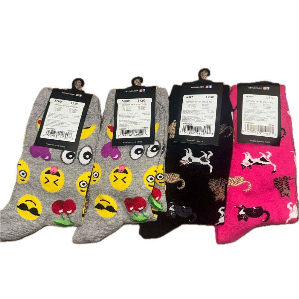Hot Sox Women's Emoji and Cat Socks Set - Picture 2 of 3